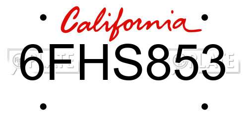6FHS853 California License Plate