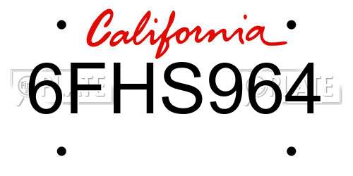 6FHS964 California License Plate