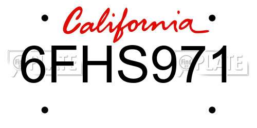 6FHS971 California License Plate