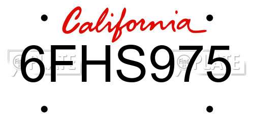 6FHS975 California License Plate