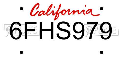 6FHS979 California License Plate