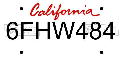 6FHW484 California License Plate