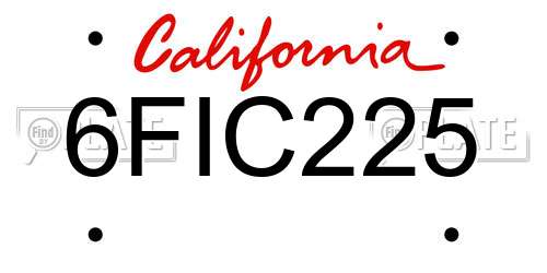 6FIC225 California License Plate