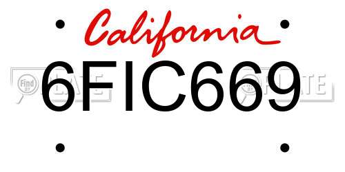 6FIC669 California License Plate