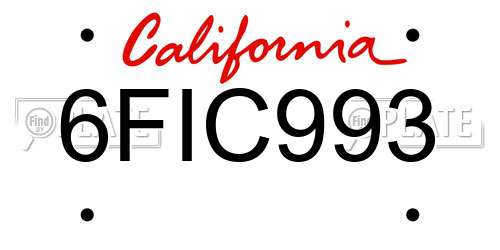 6FIC993 California License Plate