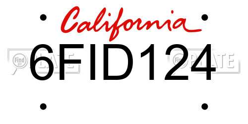 6FID124 California License Plate