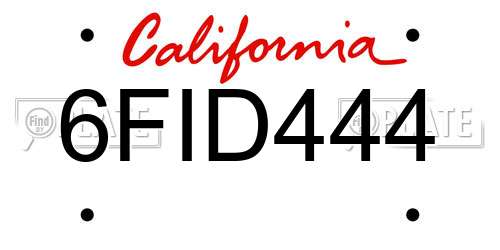 6FID444 California License Plate