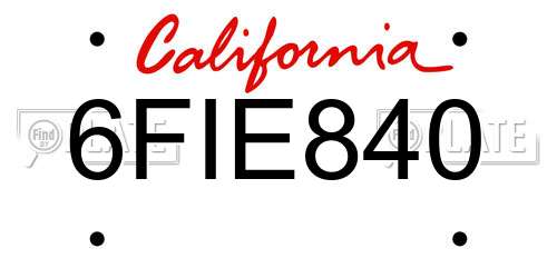 6FIE840 California License Plate