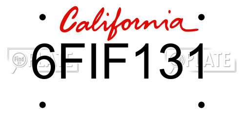 6FIF131 California License Plate