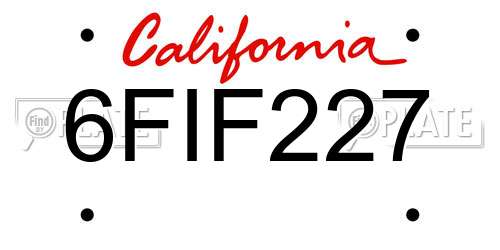 6FIF227 California License Plate