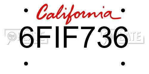 6FIF736 California License Plate