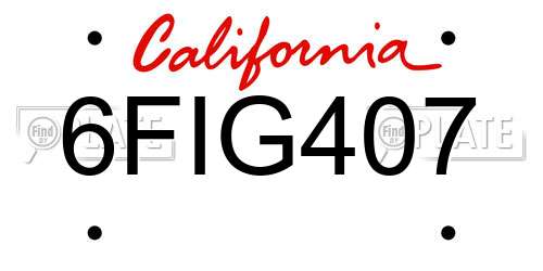 6FIG407 California License Plate