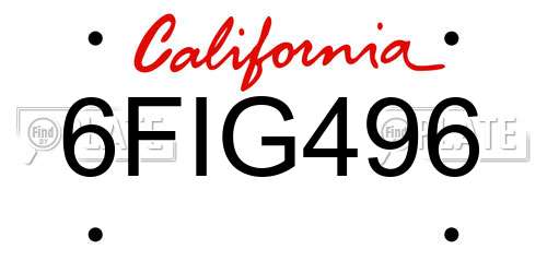 6FIG496 California License Plate