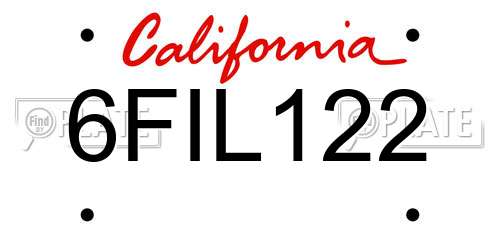 6FIL122 California License Plate