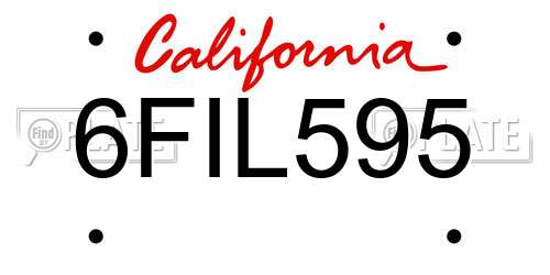 6FIL595 California License Plate