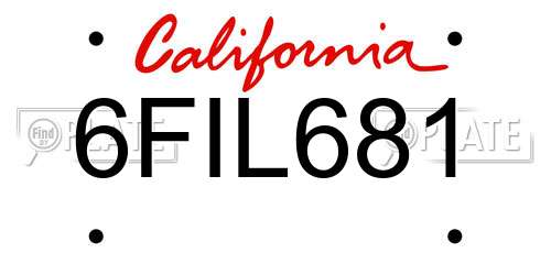 6FIL681 California License Plate