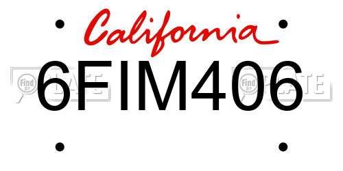 6FIM406 California License Plate