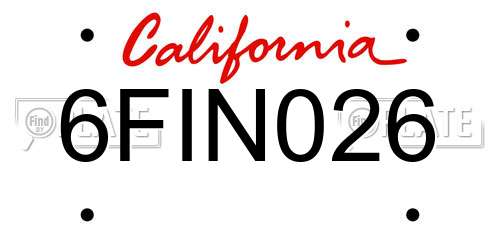 6FIN026 California License Plate