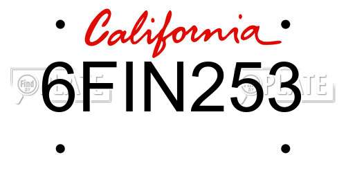 6FIN253 California License Plate