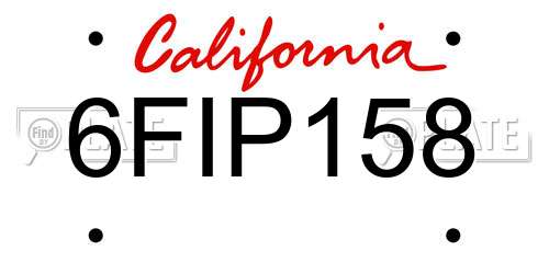 6FIP158 California License Plate