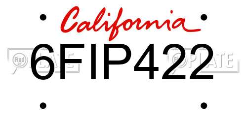 6FIP422 California License Plate