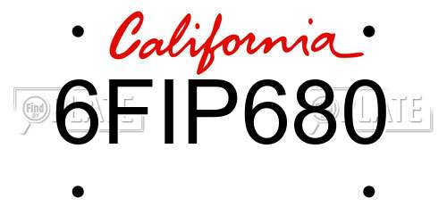 6FIP680 California License Plate