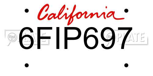 6FIP697 California License Plate