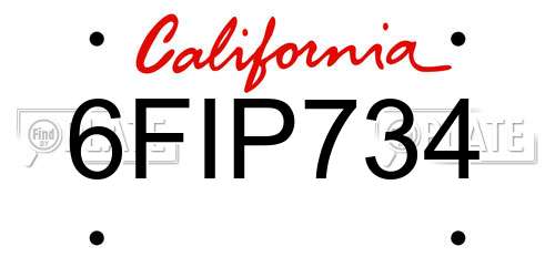 6FIP734 California License Plate