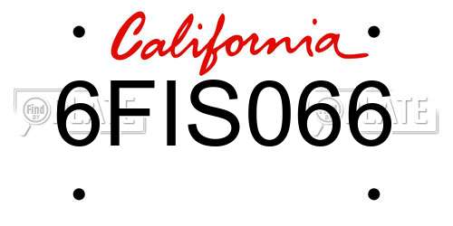 6FIS066 California License Plate