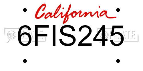 6FIS245 California License Plate