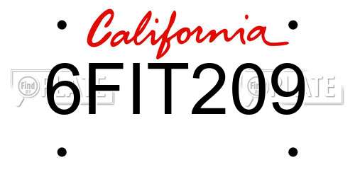 6FIT209 California License Plate