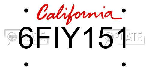 6FIY151 California License Plate