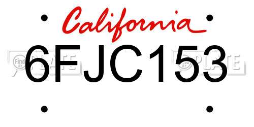6FJC153 California License Plate