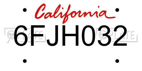 6FJH032 California License Plate