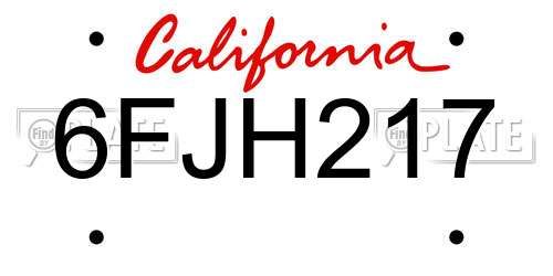 6FJH217 California License Plate