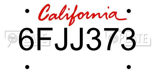 6FJJ373 California License Plate