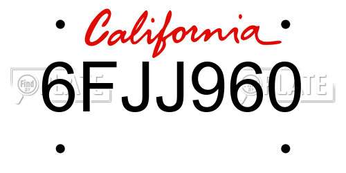 6FJJ960 California License Plate