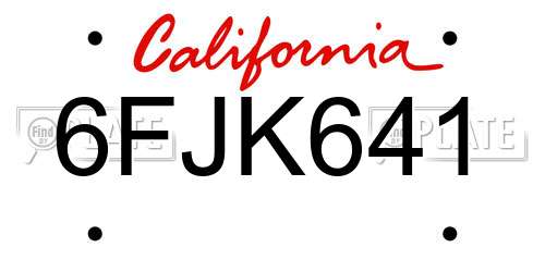 6FJK641 California License Plate