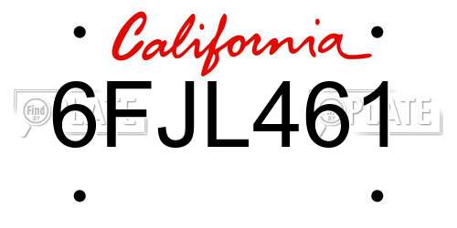 6FJL461 California License Plate