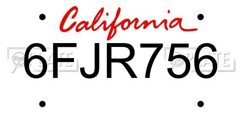 6FJR756 California License Plate