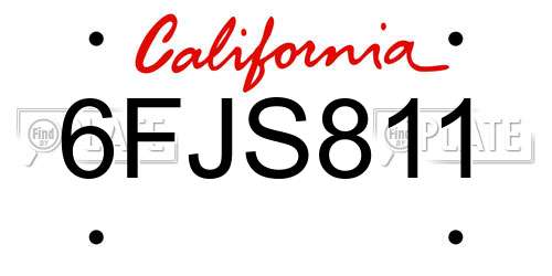 6FJS811 California License Plate