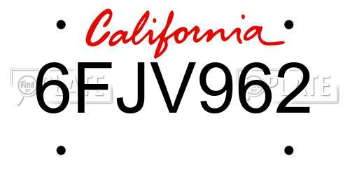 6FJV962 California License Plate