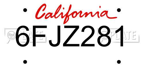 6FJZ281 California License Plate