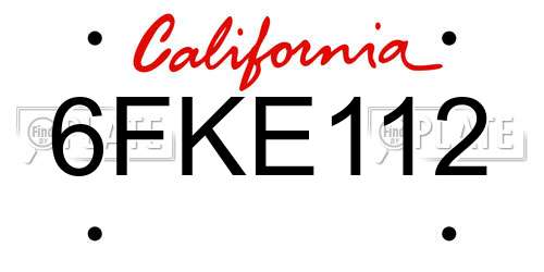 6FKE112 California License Plate