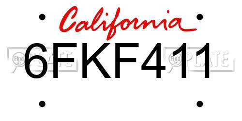 6FKF411 California License Plate
