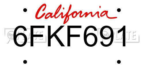 6FKF691 California License Plate