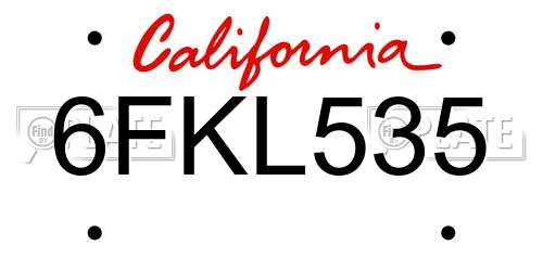 6FKL535 California License Plate