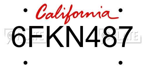 6FKN487 California License Plate