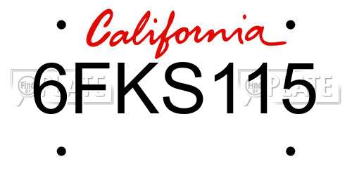 6FKS115 California License Plate