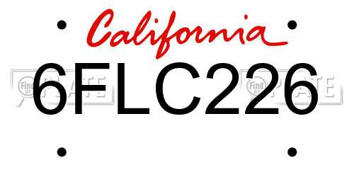6FLC226 California License Plate